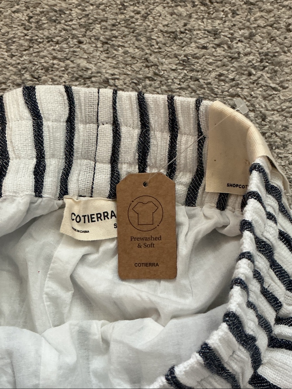 NWT Cotierra Striped Drawstring Women’s Shorts - White & Navy - Picture 3 of 9